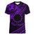 Kia Orana Cook Islands Women V Neck T Shirt Circle Stars With Floral Purple Pattern LT01 Female Purple - Polynesian Pride