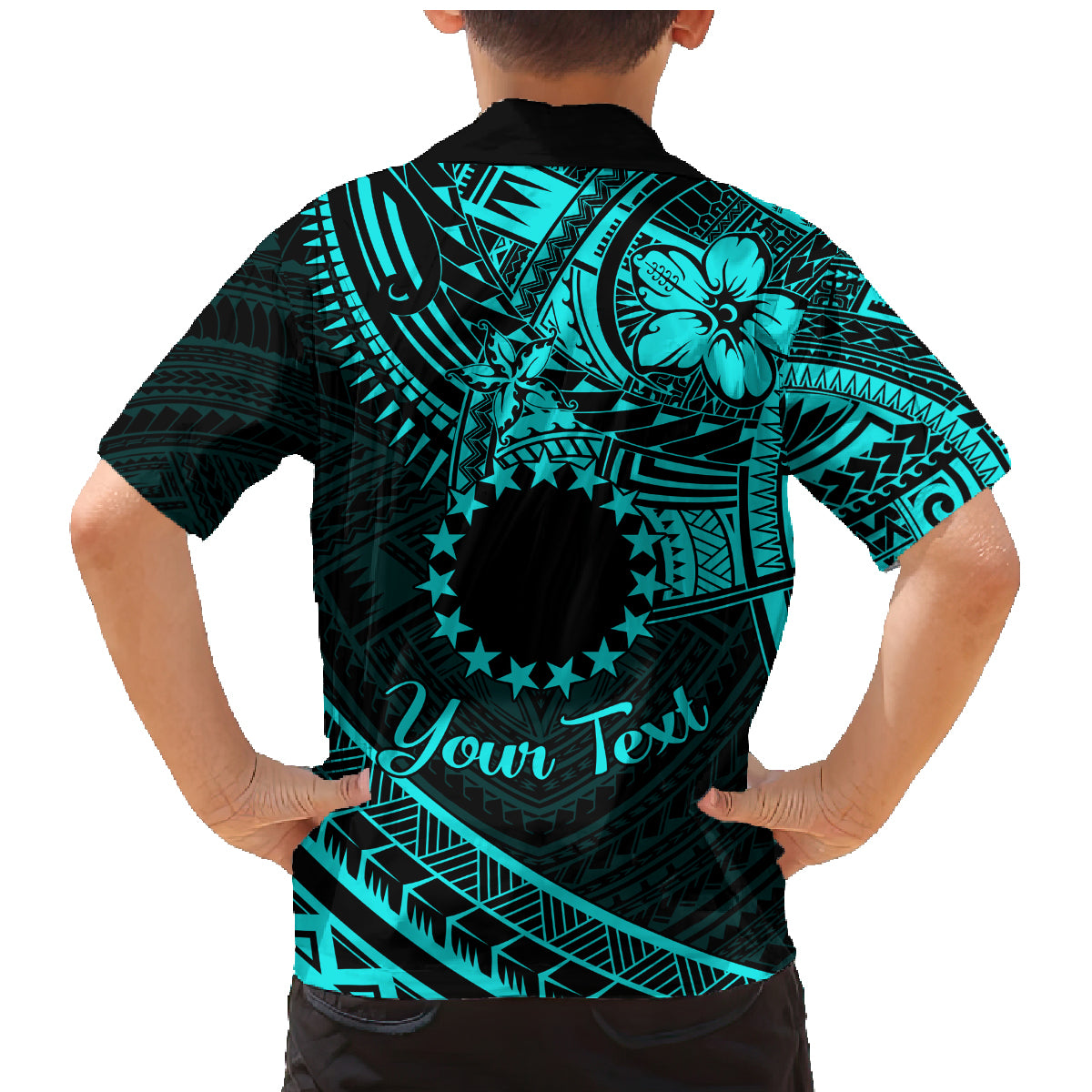 Kia Orana Cook Islands Family Matching Mermaid Dress and Hawaiian Shirt Circle Stars With Floral Turquoise Pattern LT01 - Polynesian Pride