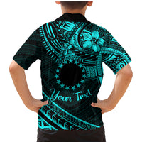 Kia Orana Cook Islands Family Matching Mermaid Dress and Hawaiian Shirt Circle Stars With Floral Turquoise Pattern LT01 - Polynesian Pride