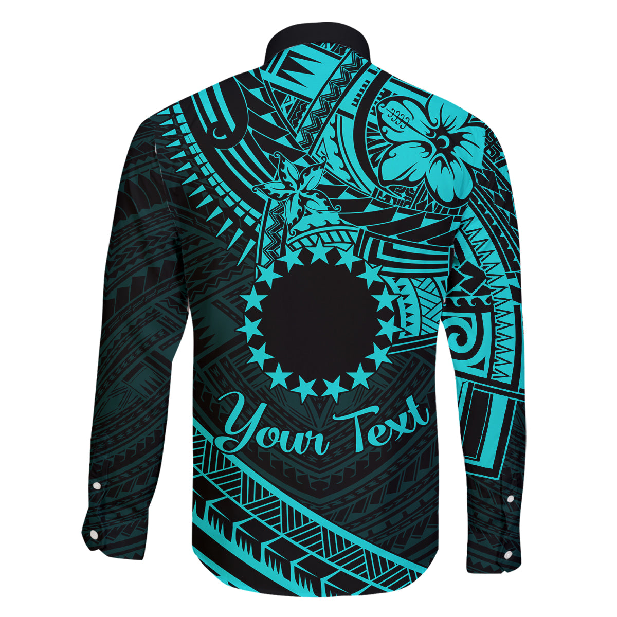 Kia Orana Cook Islands Family Matching Mermaid Dress and Hawaiian Shirt Circle Stars With Floral Turquoise Pattern LT01 - Polynesian Pride