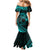 Kia Orana Cook Islands Family Matching Mermaid Dress and Hawaiian Shirt Circle Stars With Floral Turquoise Pattern LT01 - Polynesian Pride