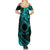 Kia Orana Cook Islands Summer Maxi Dress Circle Stars With Floral Turquoise Pattern LT01 - Polynesian Pride