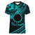 Kia Orana Cook Islands Women V Neck T Shirt Circle Stars With Floral Turquoise Pattern LT01 Female Turquoise - Polynesian Pride