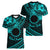 Kia Orana Cook Islands Women V Neck T Shirt Circle Stars With Floral Turquoise Pattern LT01 - Polynesian Pride