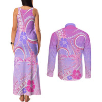 Polynesian Shark Valentine Couples Matching Tank Maxi Dress and Long Sleeve Button Shirt Sweet Unique Version LT01 - Polynesian Pride