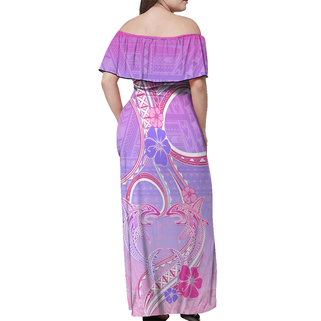 Polynesian Shark Valentine Off Shoulder Maxi Dress Sweet Unique Version LT01 - Polynesian Pride
