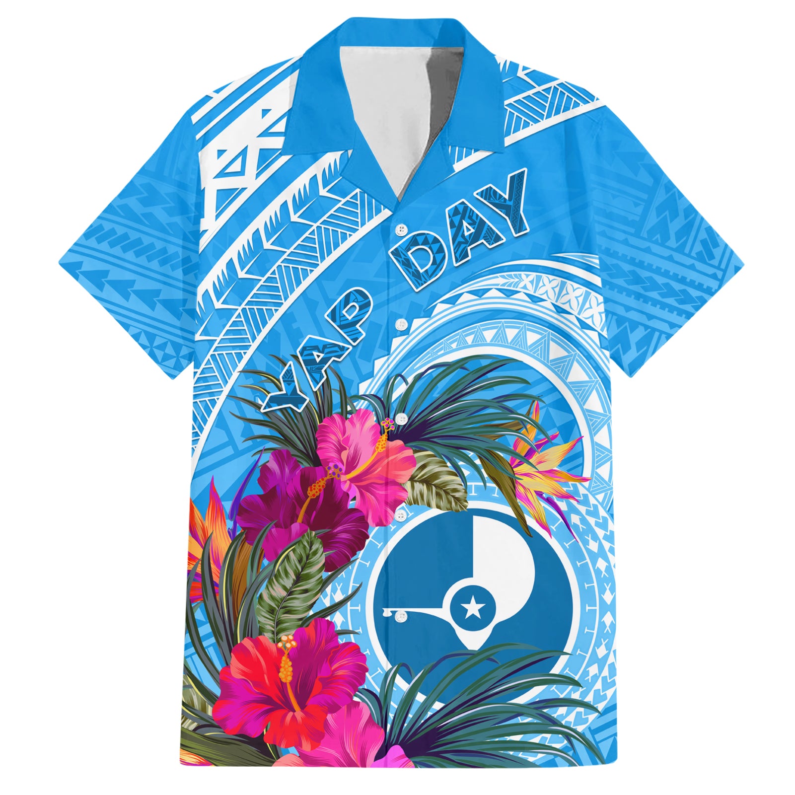 Yap Day Hawaiian Shirt Nam nu Waqab Tropical Flower LT01 Blue - Polynesian Pride