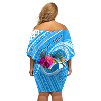 Yap Day Off Shoulder Short Dress Nam nu Waqab Tropical Flower LT01 - Polynesian Pride