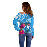 Yap Day Off Shoulder Sweater Nam nu Waqab Tropical Flower LT01 - Polynesian Pride