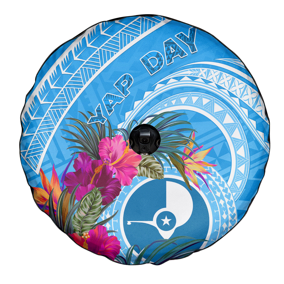 Yap Day Spare Tire Cover Nam nu Waqab Tropical Flower