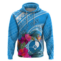 Yap Day Zip Hoodie Nam nu Waqab Tropical Flower LT01 Pullover Hoodie Blue - Polynesian Pride