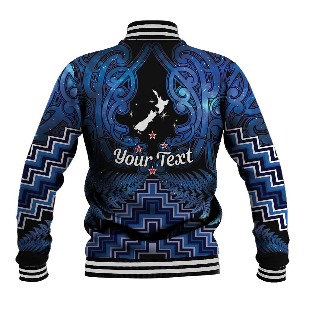 Personalised Aotearoa Matariki Baseball Jacket Blue Fern Maori Poutama