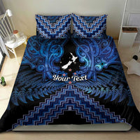 Personalised Aotearoa Matariki Bedding Set Blue Fern Maori Poutama