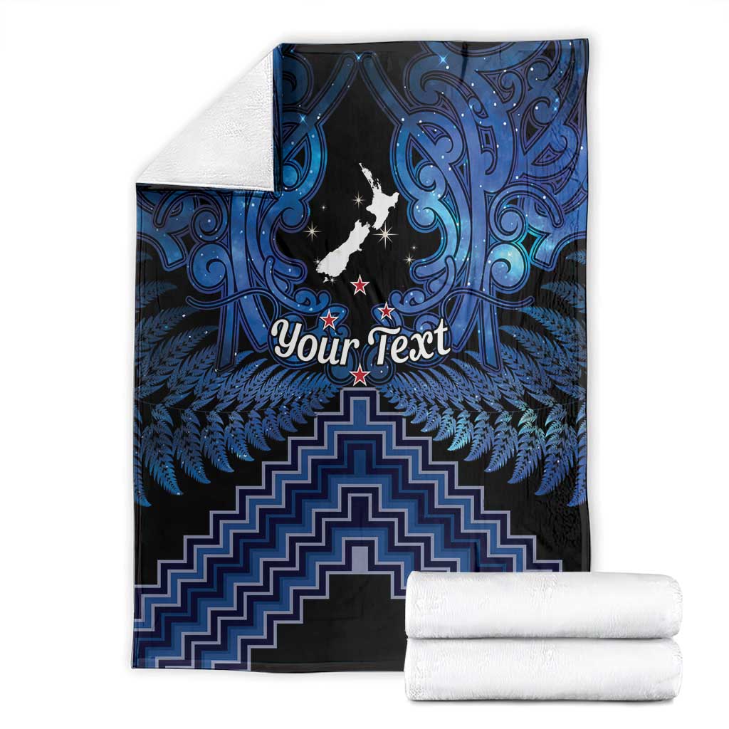 Personalised Aotearoa Matariki Blanket Blue Fern Maori Poutama