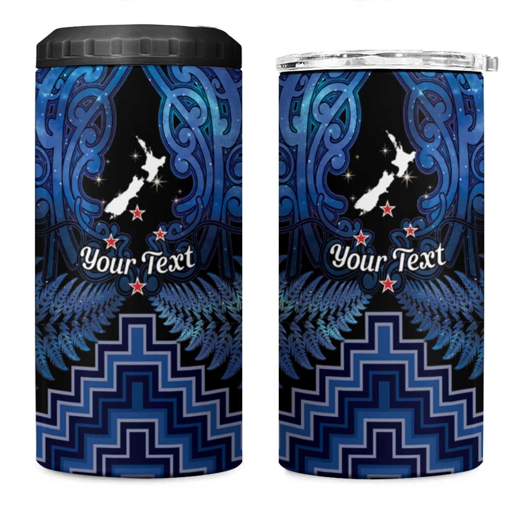 Personalised Aotearoa Matariki 4 in 1 Can Cooler Tumbler Blue Fern Maori Poutama