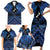 Personalised Aotearoa Matariki Family Matching Short Sleeve Bodycon Dress and Hawaiian Shirt Blue Fern Maori Poutama