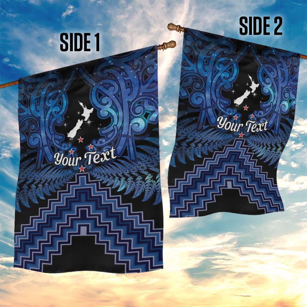Personalised Aotearoa Matariki Garden Flag Blue Fern Maori Poutama