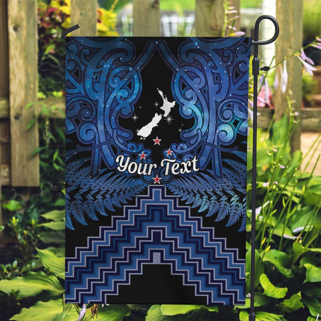 Personalised Aotearoa Matariki Garden Flag Blue Fern Maori Poutama
