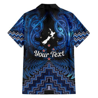 Personalised Aotearoa Matariki Hawaiian Shirt Blue Fern Maori Poutama