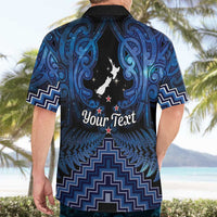 Personalised Aotearoa Matariki Hawaiian Shirt Blue Fern Maori Poutama