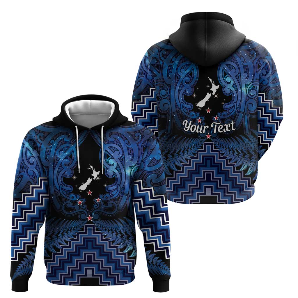 Personalised Aotearoa Matariki Hoodie Blue Fern Maori Poutama