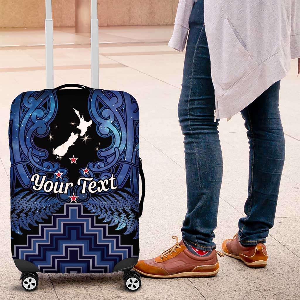 Personalised Aotearoa Matariki Luggage Cover Blue Fern Maori Poutama
