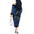 Personalised Aotearoa Matariki Off The Shoulder Long Sleeve Dress Blue Fern Maori Poutama