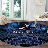 Personalised Aotearoa Matariki Round Carpet Blue Fern Maori Poutama