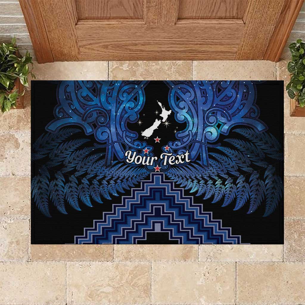 Personalised Aotearoa Matariki Rubber Doormat Blue Fern Maori Poutama