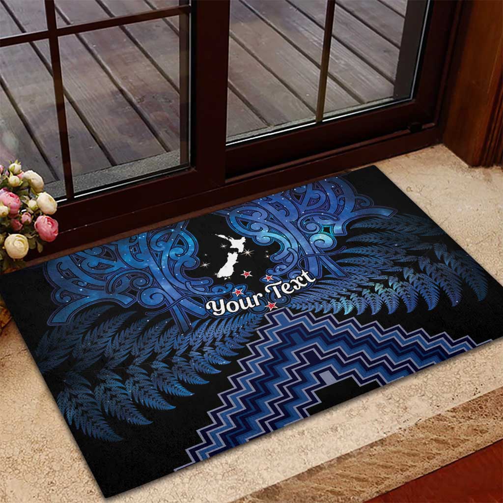 Personalised Aotearoa Matariki Rubber Doormat Blue Fern Maori Poutama