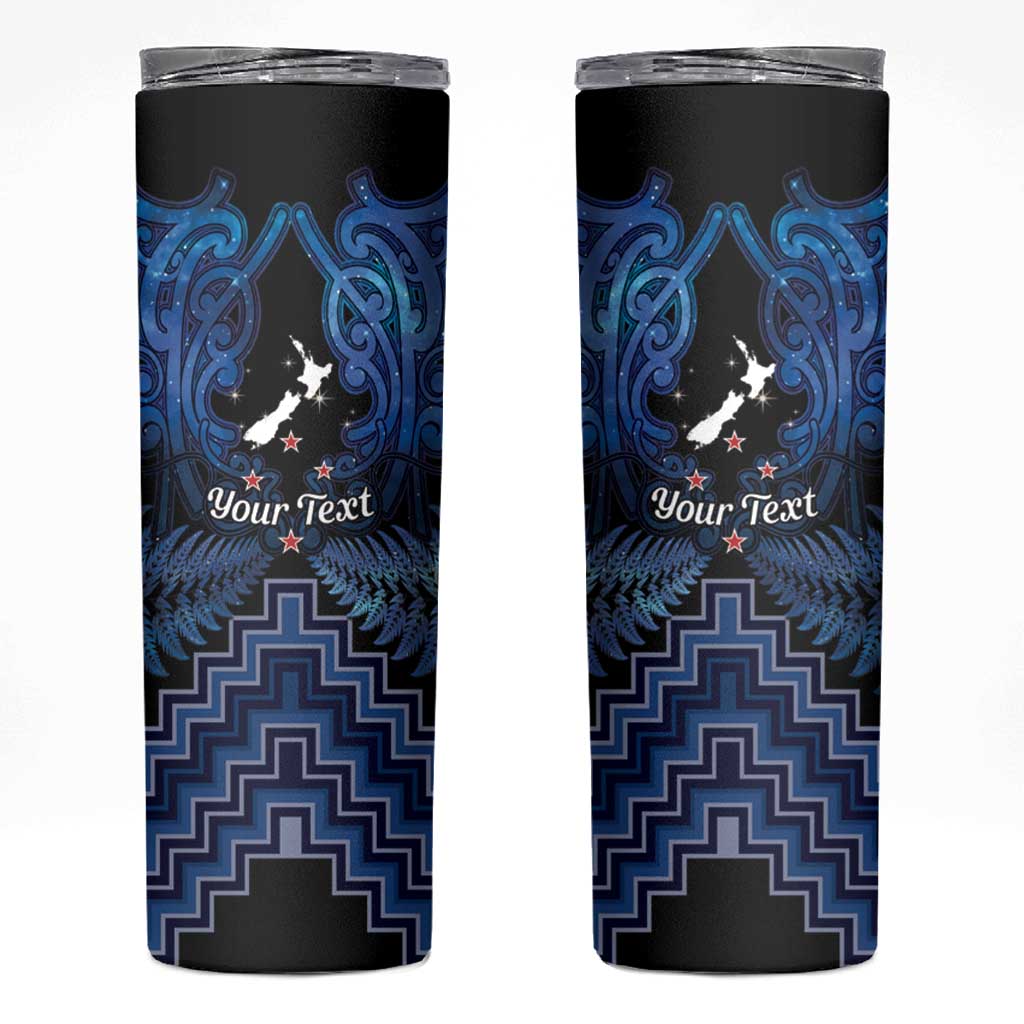 Personalised Aotearoa Matariki Skinny Tumbler Blue Fern Maori Poutama