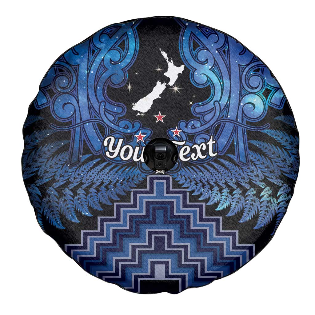 Personalised Aotearoa Matariki Spare Tire Cover Blue Fern Maori Poutama