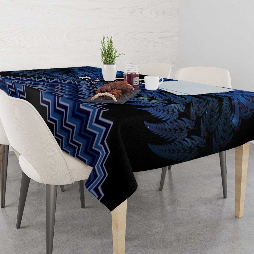 Personalised Aotearoa Matariki Tablecloth Blue Fern Maori Poutama