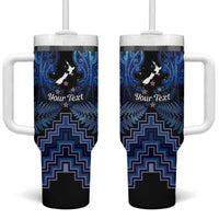 Personalised Aotearoa Matariki Tumbler With Handle Blue Fern Maori Poutama