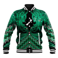 Personalised Aotearoa Matariki Baseball Jacket Green Fern Maori Poutama