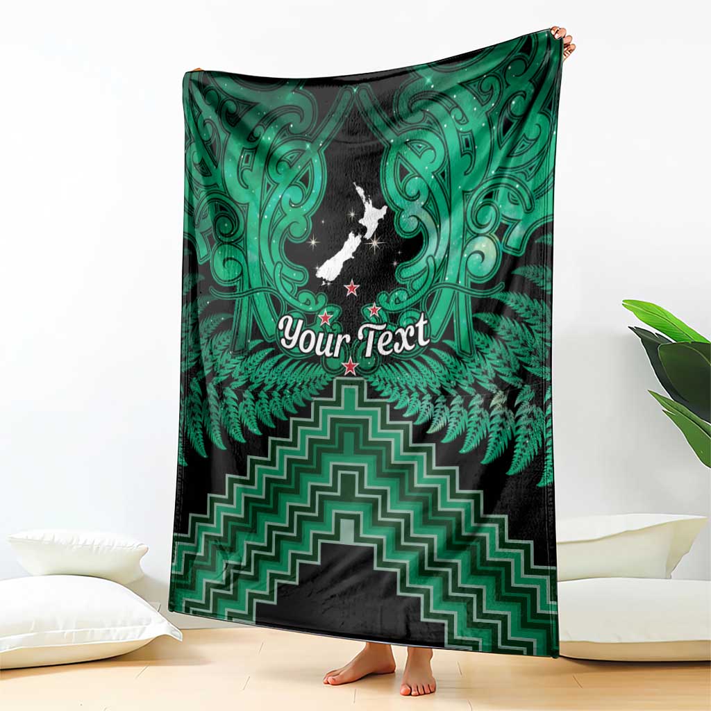 Personalised Aotearoa Matariki Blanket Green Fern Maori Poutama