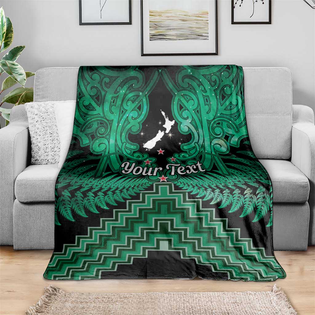 Personalised Aotearoa Matariki Blanket Green Fern Maori Poutama