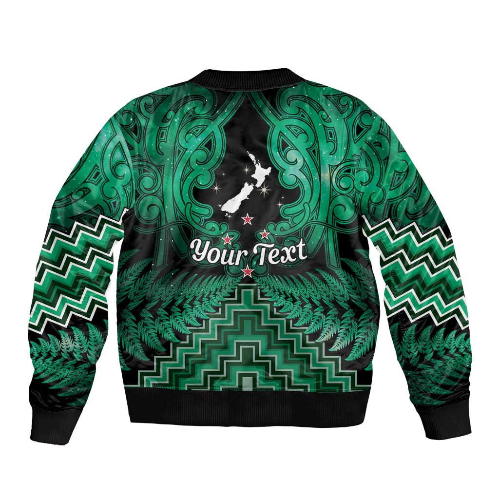 Personalised Aotearoa Matariki Bomber Jacket Green Fern Maori Poutama