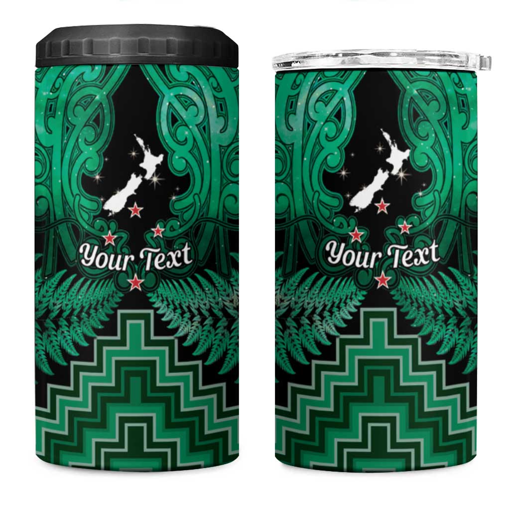 Personalised Aotearoa Matariki 4 in 1 Can Cooler Tumbler Green Fern Maori Poutama