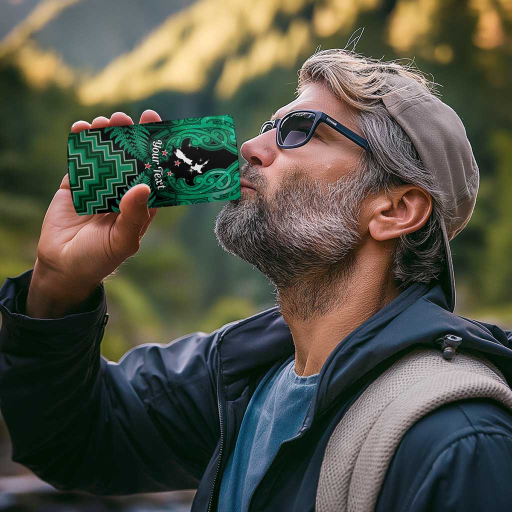 Personalised Aotearoa Matariki 4 in 1 Can Cooler Tumbler Green Fern Maori Poutama