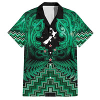 Personalised Aotearoa Matariki Family Matching Long Sleeve Bodycon Dress and Hawaiian Shirt Green Fern Maori Poutama