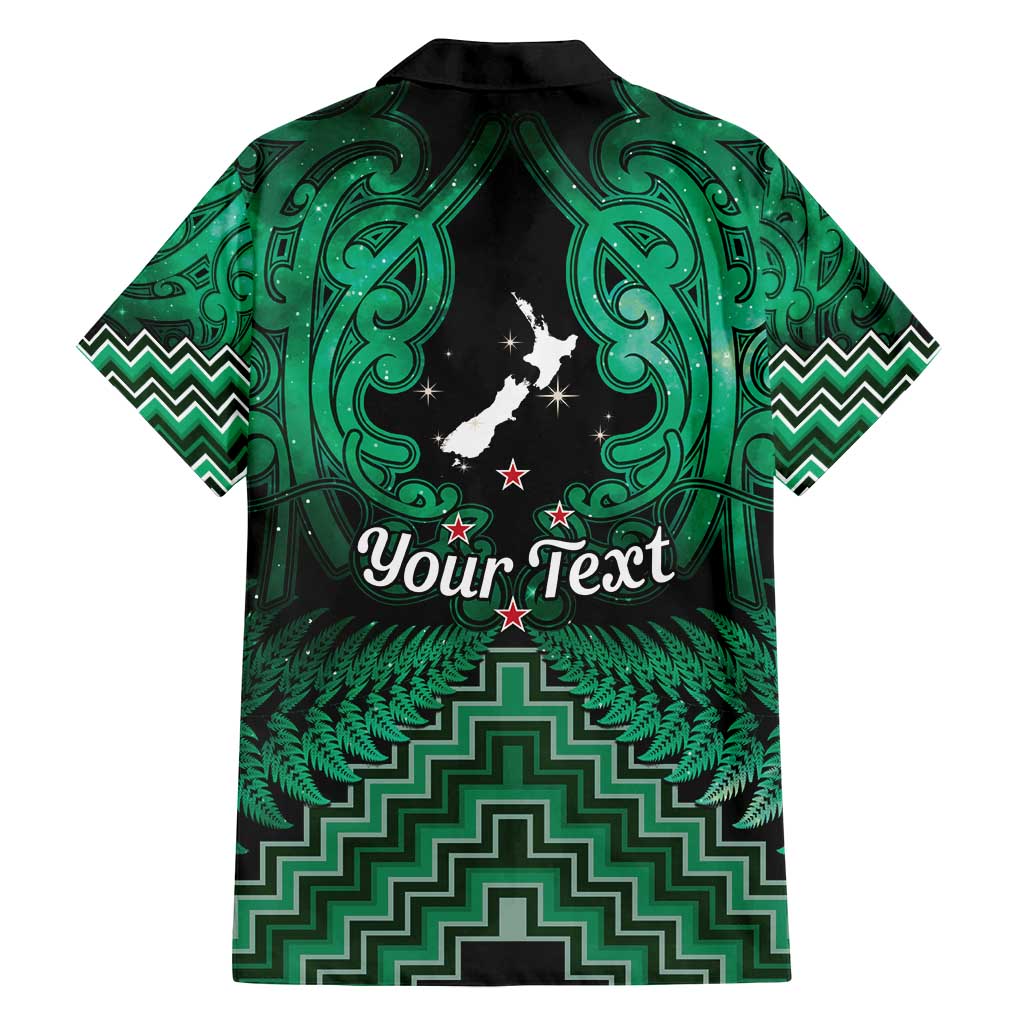 Personalised Aotearoa Matariki Family Matching Long Sleeve Bodycon Dress and Hawaiian Shirt Green Fern Maori Poutama