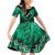Personalised Aotearoa Matariki Family Matching Off Shoulder Short Dress and Hawaiian Shirt Green Fern Maori Poutama