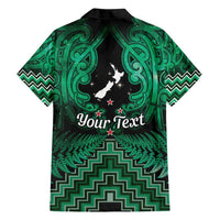 Personalised Aotearoa Matariki Family Matching Puletasi and Hawaiian Shirt Green Fern Maori Poutama