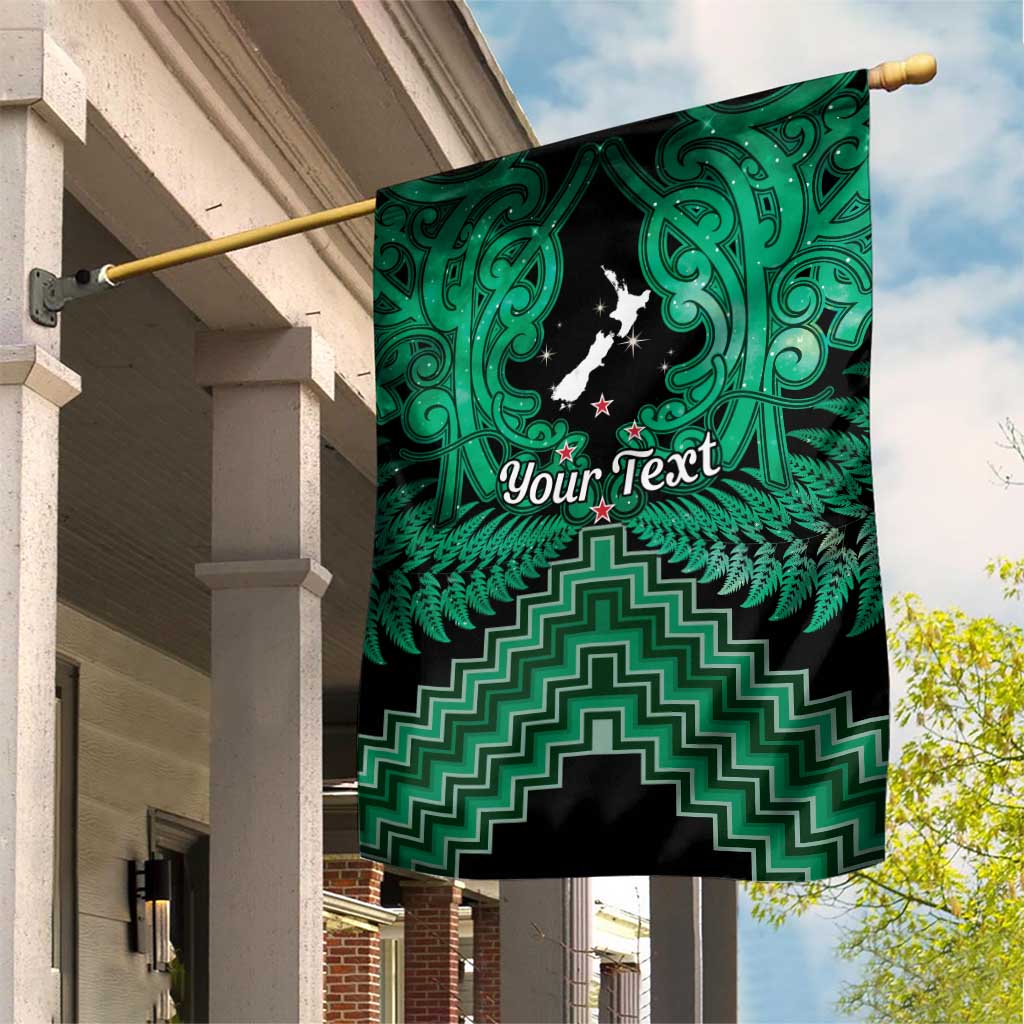 Personalised Aotearoa Matariki Garden Flag Green Fern Maori Poutama