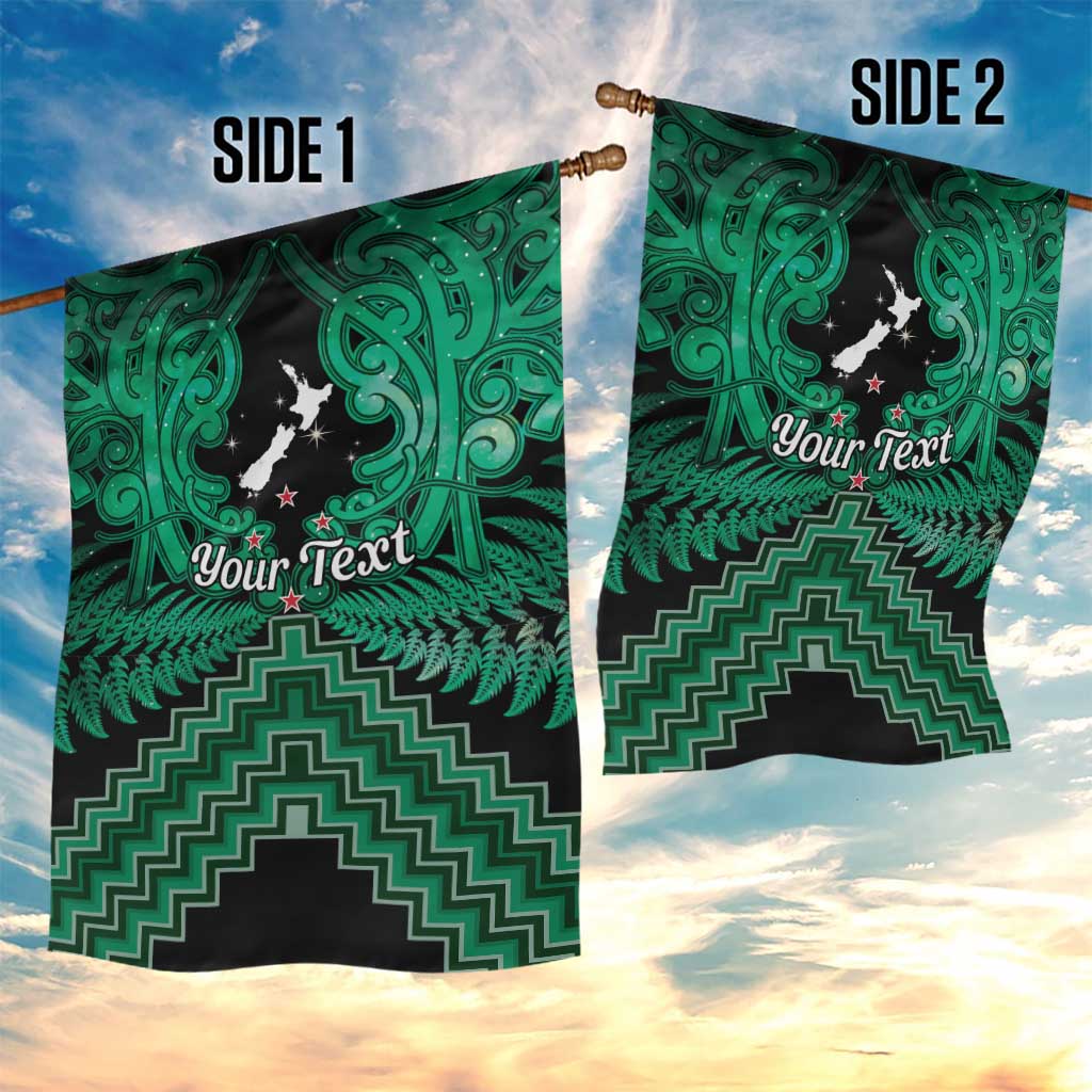 Personalised Aotearoa Matariki Garden Flag Green Fern Maori Poutama