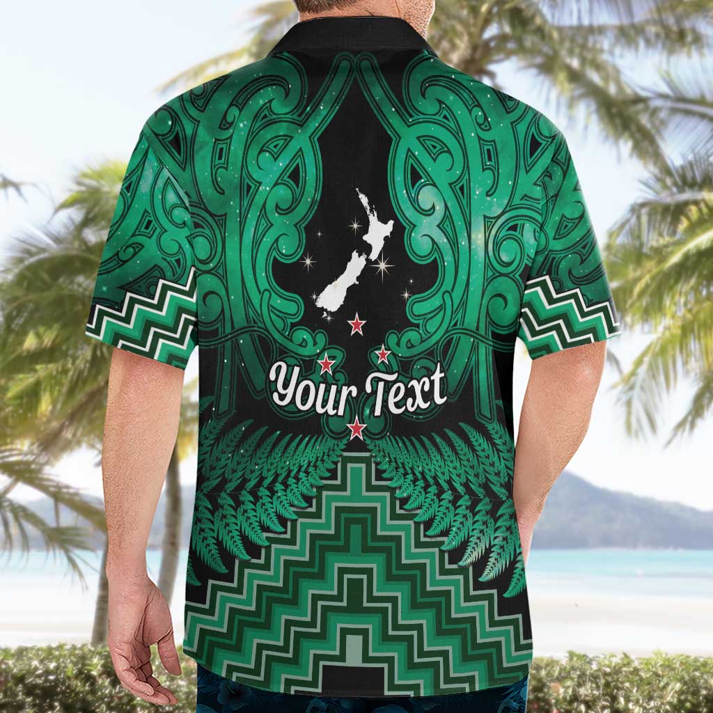 Personalised Aotearoa Matariki Hawaiian Shirt Green Fern Maori Poutama