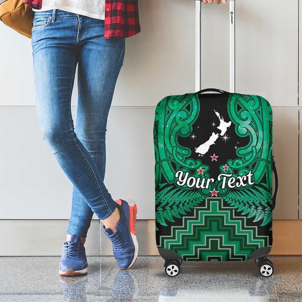 Personalised Aotearoa Matariki Luggage Cover Green Fern Maori Poutama