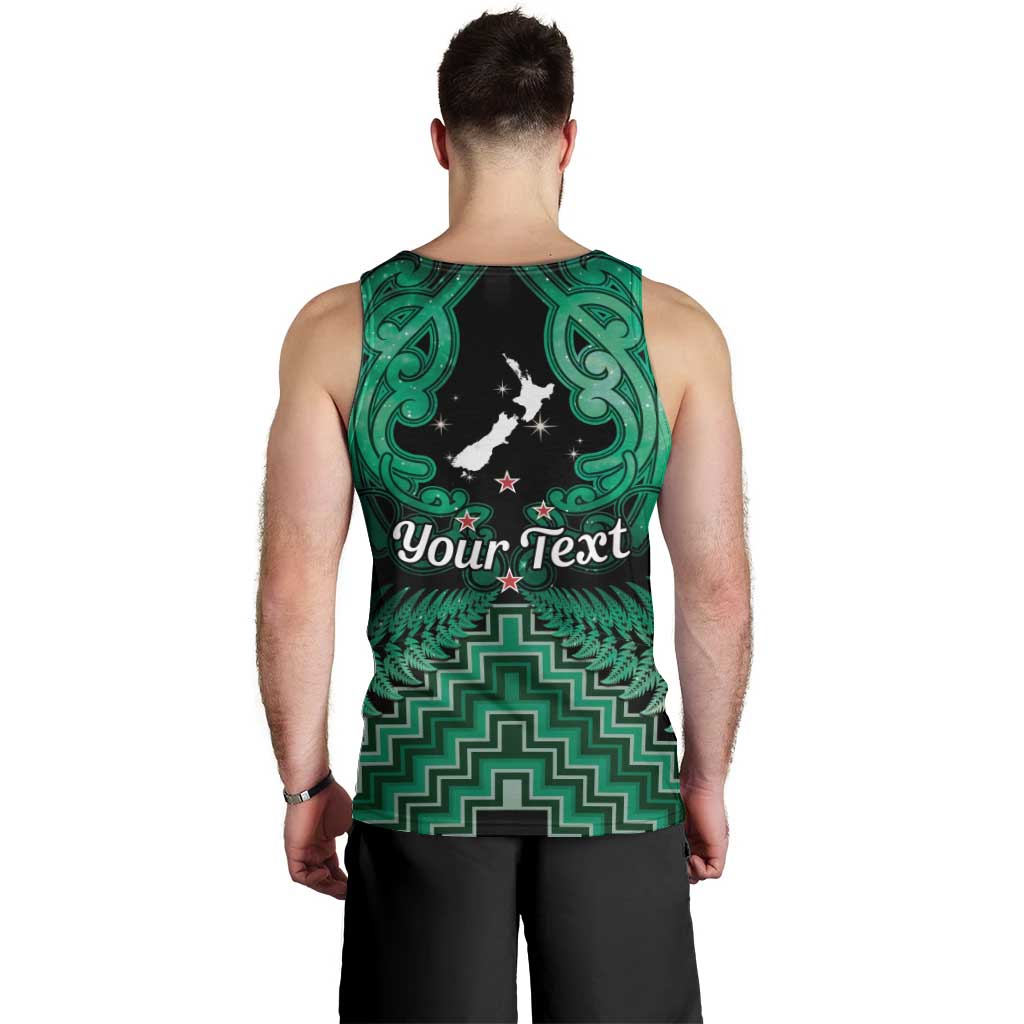 Personalised Aotearoa Matariki Men Tank Top Green Fern Maori Poutama