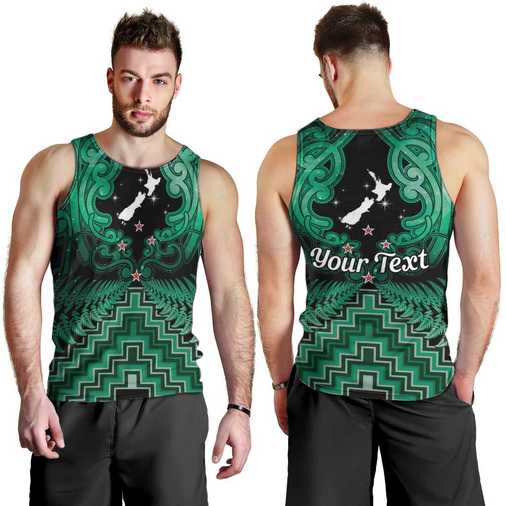 Personalised Aotearoa Matariki Men Tank Top Green Fern Maori Poutama